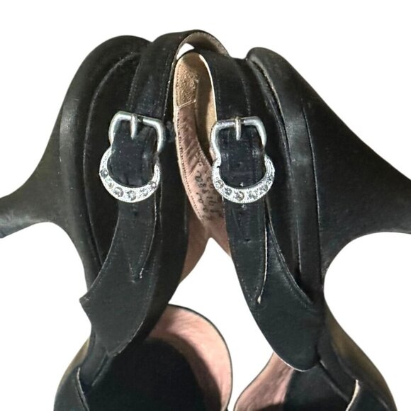 Vintage Saks-Fifth Avenue/Fenton Footwear Black Satin Beaded Slingback Pumps, 8A - Picture 10 of 15